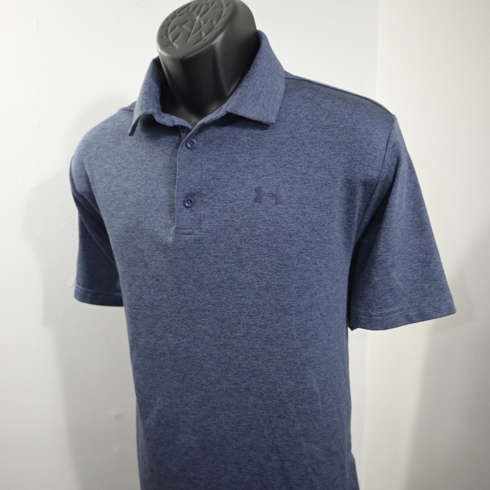 Under Armour The Playoff Polo Mens Large Loose Blue Heathered Golf Shirt